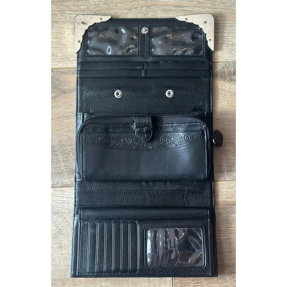 Brighton Black Crocodile embossed Wallet Clutch Vintage - Picture 4 of 13